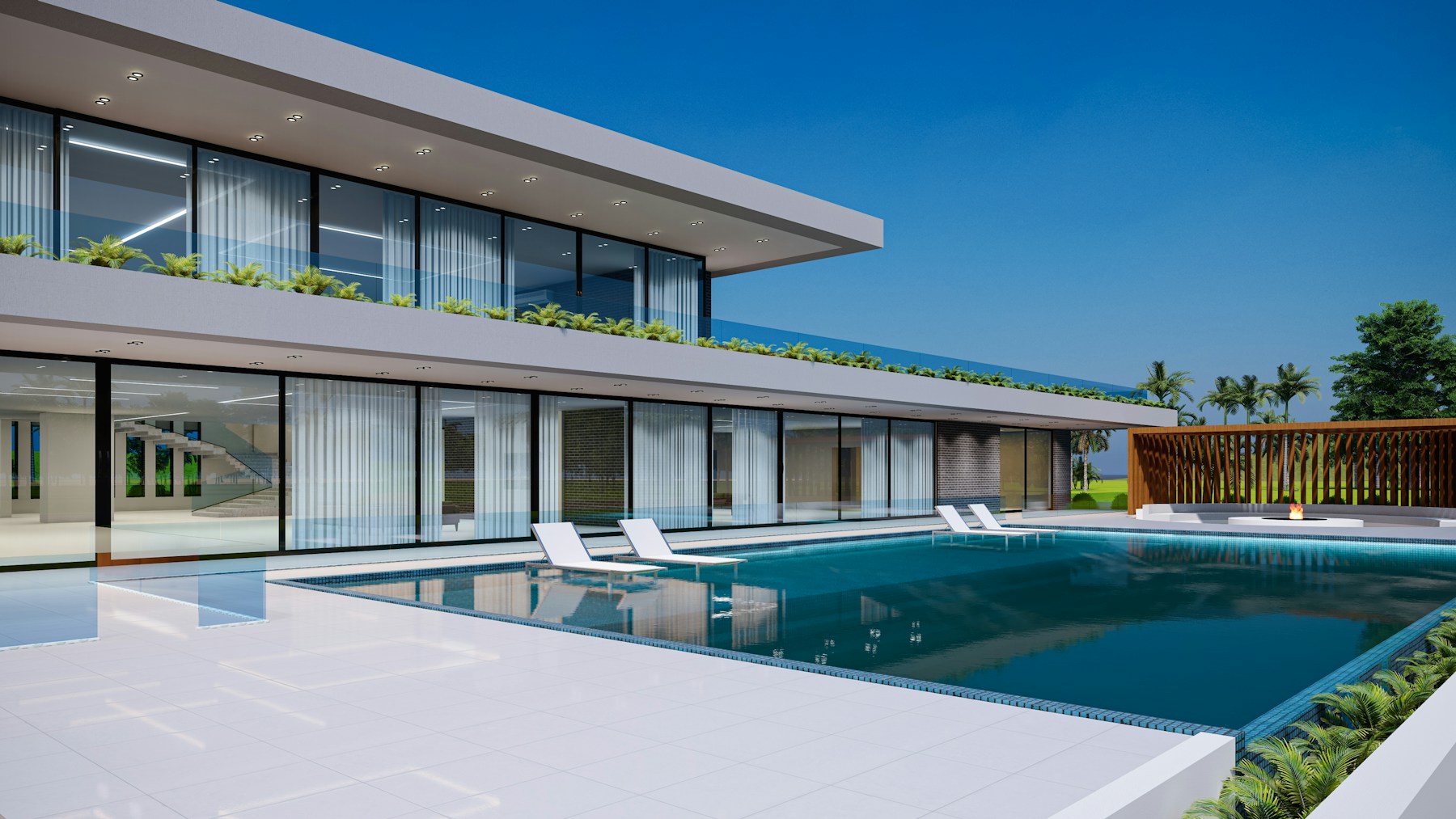 Havuzlu ve geniş teraslı modern villa